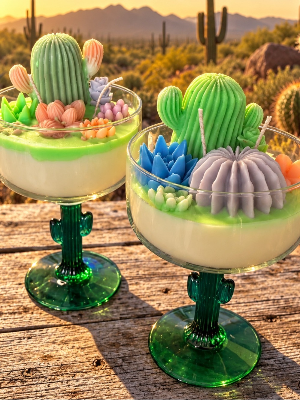 Handcrafted Desert Bloom Cactus Garden Margarita Candle | Soy & Beeswax